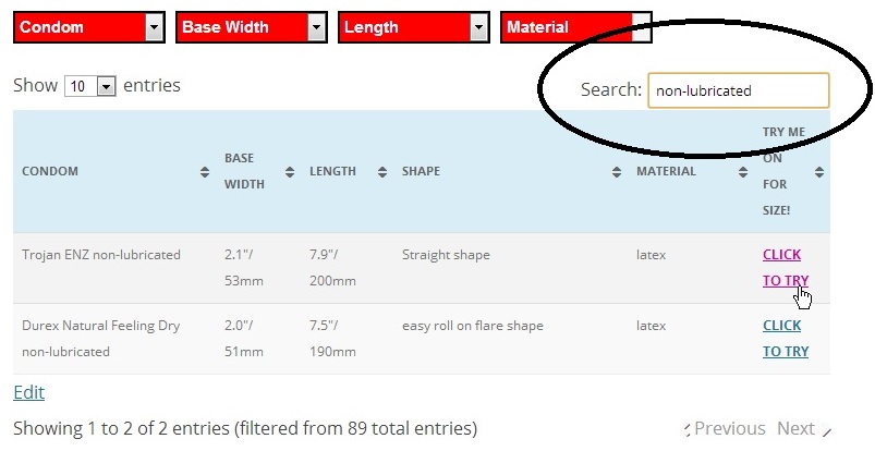 Large Condoms Size Chart